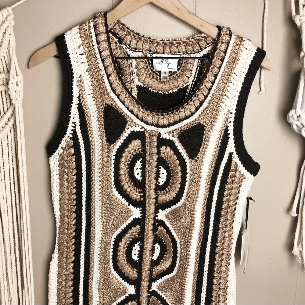 NWT Milly crochet gold and black tank dress M - Picture 3 of 8